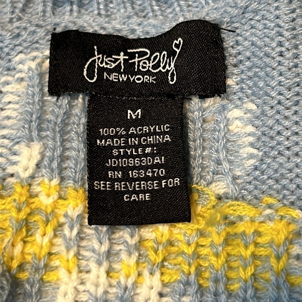 Just Polly Sky Blue Daisy Sweater Size Medium - Picture 8 of 9